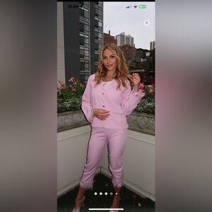 NWT! Lola + The Boys Lavender Feather Trim Pantsuit! So cute! Size medium!